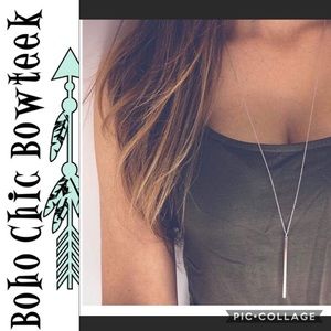 2️⃣for2️⃣0️⃣Boho Silver Bar Pendant Necklace